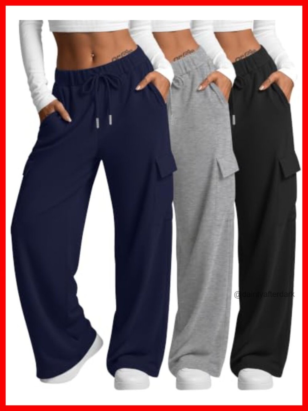 Women's Cargo Sweatpants Wide Leg Baggy Pants Pull On Lounge